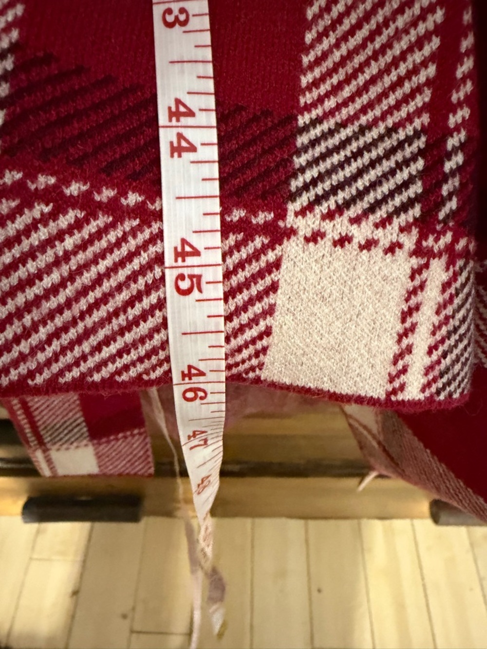 DownEast Red and White Plaid Long Cardigan xxl - Picture 4 of 5